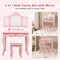 Costway Kids Vanity Table & Stool Princess Dressing Make Up Play Set for Girls White/Pink